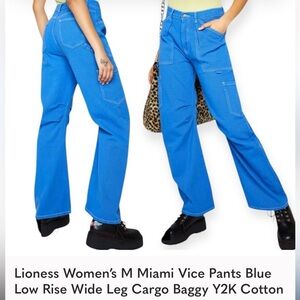 Lioness women’s blue Miami vice cargo barrel pants S
